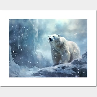 Polar Bear Animal Wildlife Wilderness Colorful Realistic Illustration Posters and Art